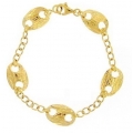 14Kt Yellow Gold Oval Link with Flat Diamond Cut Gucci Style Stations Bracelet (4.60gr)